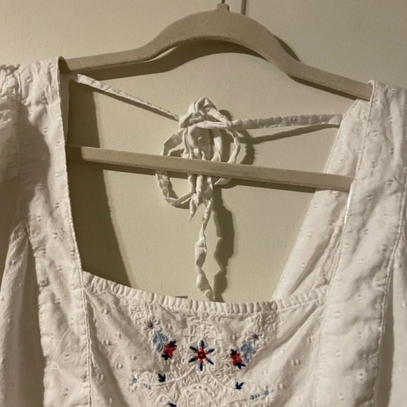 Old Navy White Swiss Dot Flutter Sleeve Tie Back Top Medium Petite - Picture 6 of 12